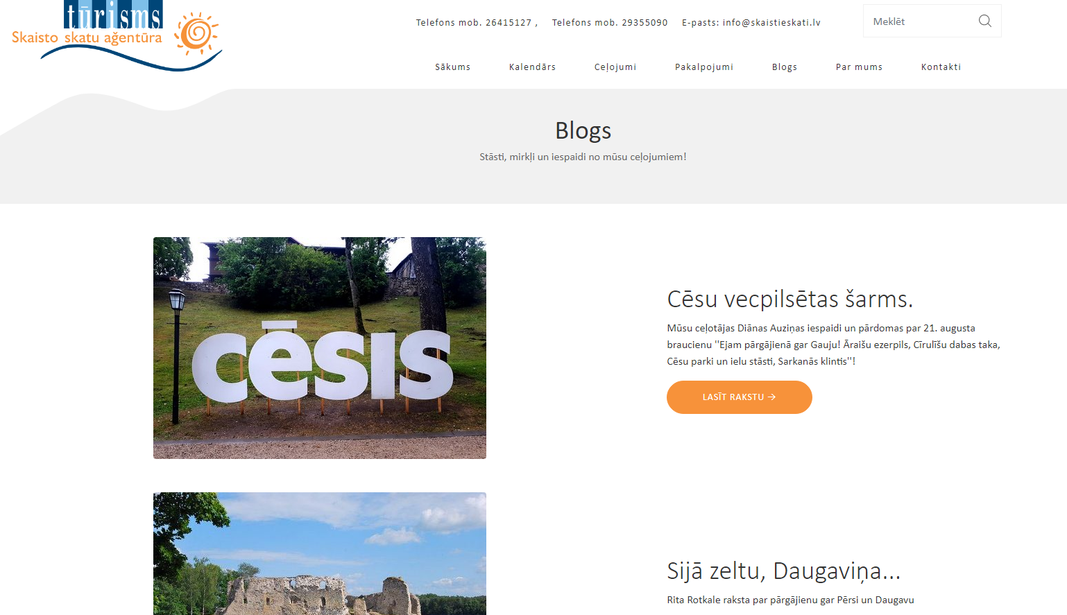 Bloga lapas ekrānuzņēmums